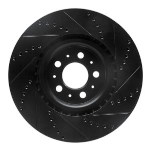 Volvo S60 Brake Rotor (1) - Front Left - R1 Concepts - Drilled & Slotted - Black - `04-`07